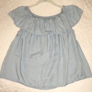 Strapless chambray top
